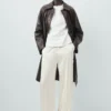 Manteau long 100 % cuir