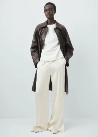 Manteau long 100 % cuir