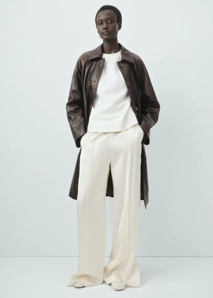 Manteau long 100 % cuir