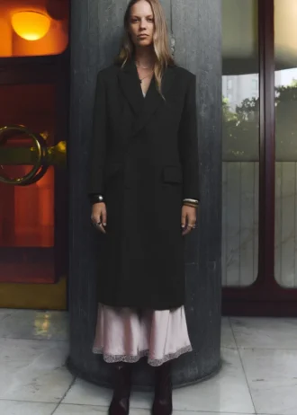 Manteau long à double boutonnage