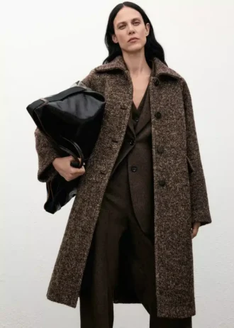Manteau oversize en laine chinée