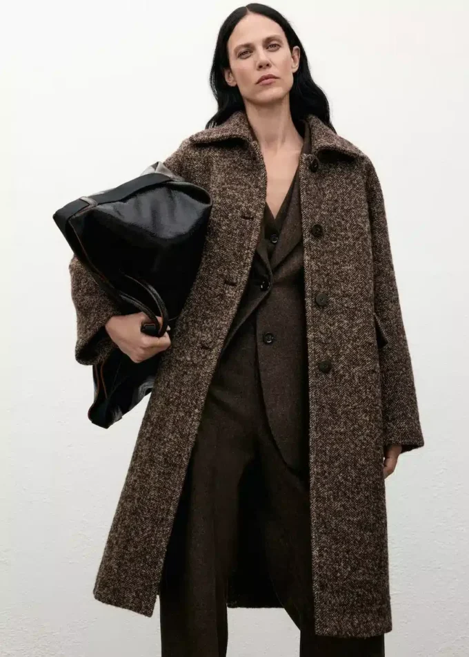 Manteau oversize en laine chinée Manteau oversize en laine chinée