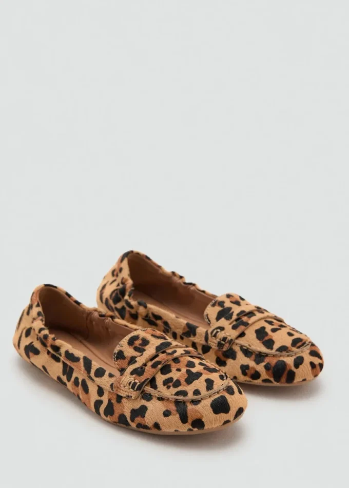 Mocassins en cuir imprimé léopard