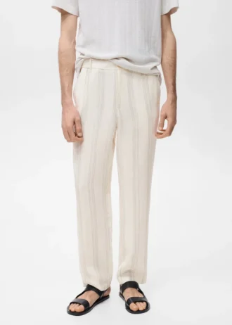 Pantalon 100 % lin avec taille élastique