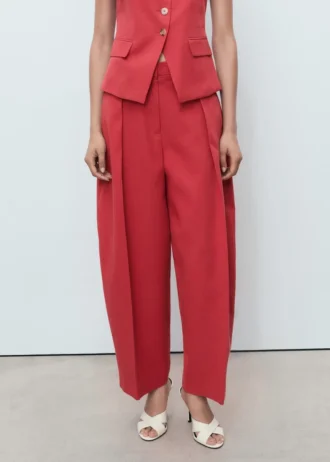 Pantalon bouffant en lin mélangé