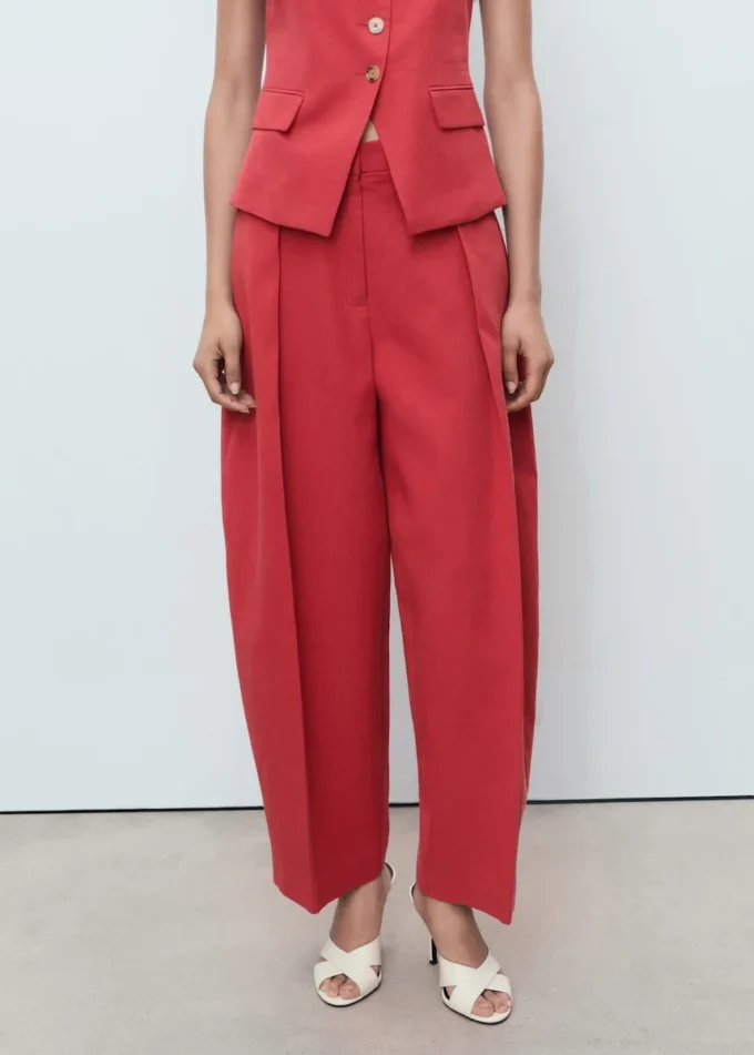Pantalon bouffant en lin mélangé Pantalon bouffant en lin mélangé