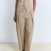 Pantalon bouffant en lin mélangé Pantalon bouffant en lin mélangé