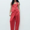 Pantalon bouffant en lin mélangé Pantalon bouffant en lin mélangé