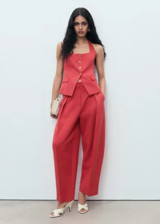 Pantalon bouffant en lin mélangé