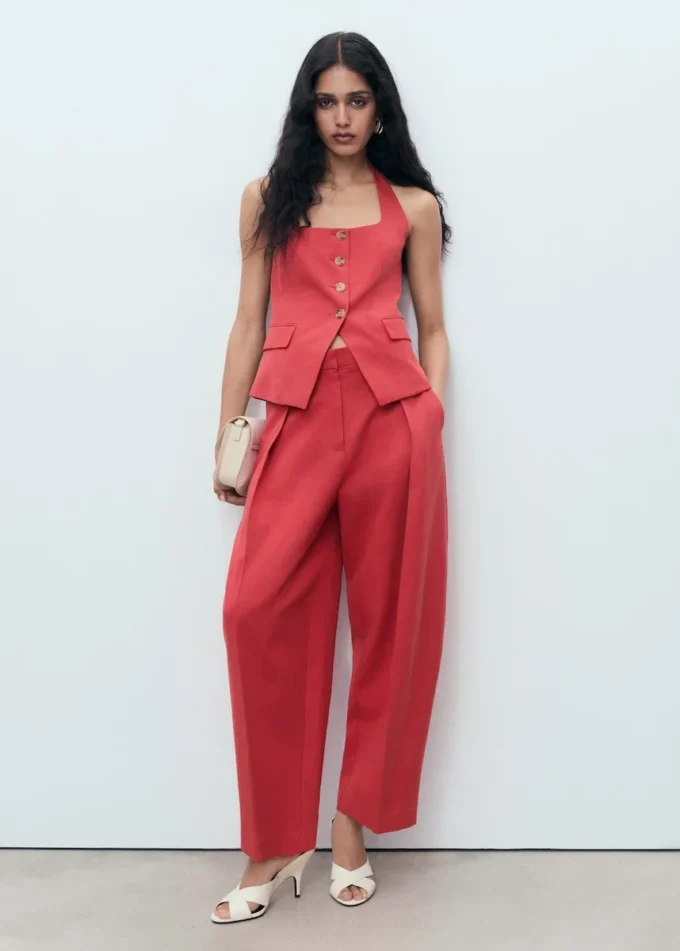 Pantalon bouffant en lin mélangé Pantalon bouffant en lin mélangé