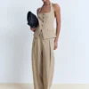 Pantalon bouffant en lin mélangé Pantalon bouffant en lin mélangé