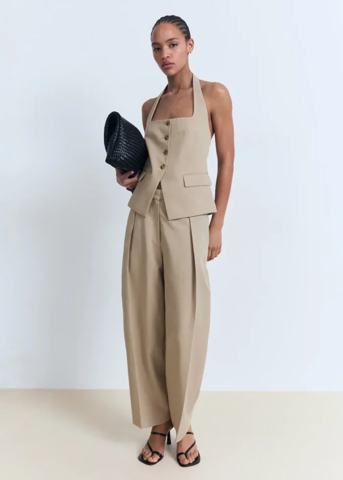 Pantalon bouffant en lin mélangé Pantalon bouffant en lin mélangé