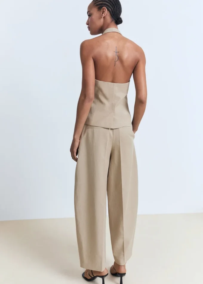 Pantalon bouffant en lin mélangé Pantalon bouffant en lin mélangé