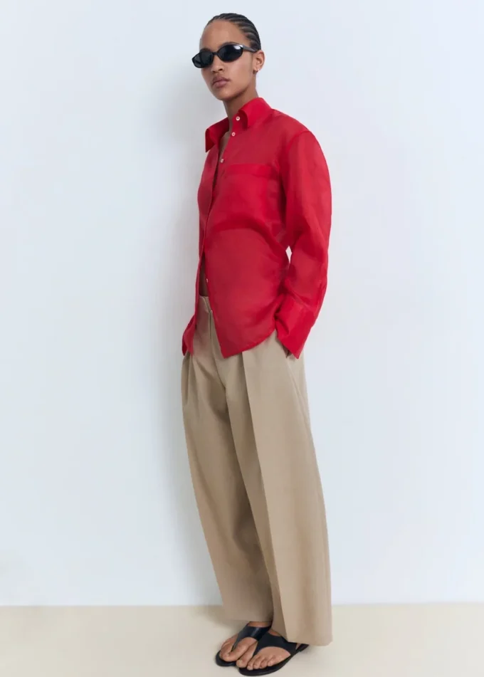 Pantalon bouffant en lin mélangé Pantalon bouffant en lin mélangé