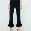 Pantalon capri en maille fine à plumes Pantalon capri en maille fine à plumes