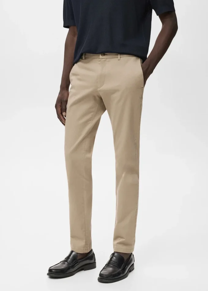 Pantalon chino slim en sergé Barna Pantalon chino slim en sergé Barna