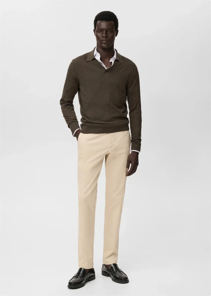 Pantalon chino slim en sergé Barna Pantalon chino slim en sergé Barna