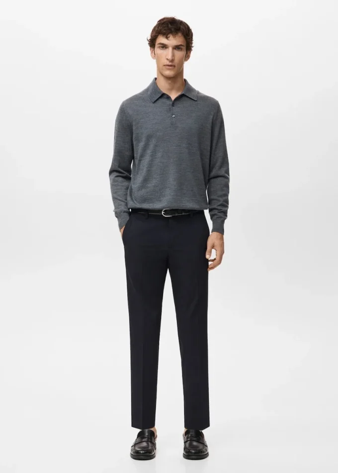 Pantalon chino slim en sergé Barna Pantalon chino slim en sergé Barna