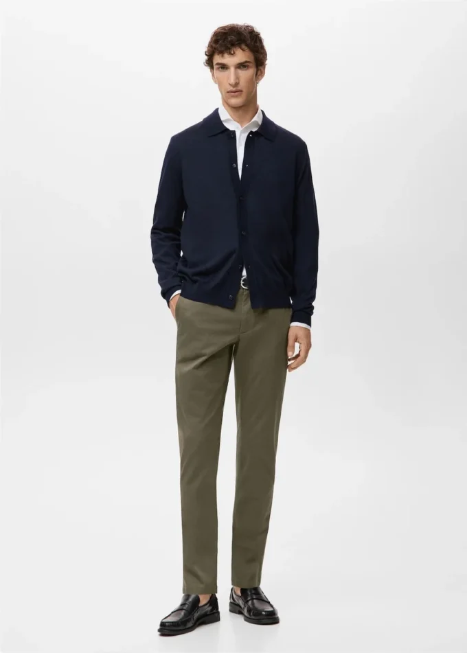 Pantalon chino slim en sergé Barna Pantalon chino slim en sergé Barna