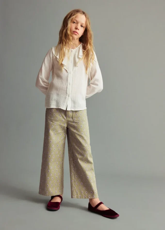 Pantalon culotte à fleurs