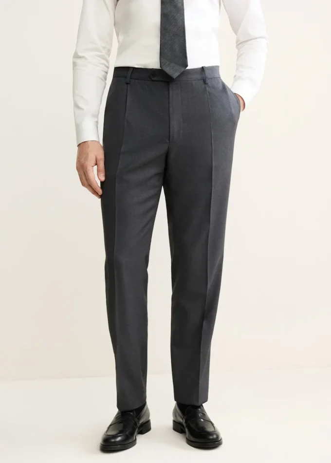 Pantalon de costume 100 % flanelle de laine vierge italienne Pantalon de costume 100 % flanelle de laine vierge italienne