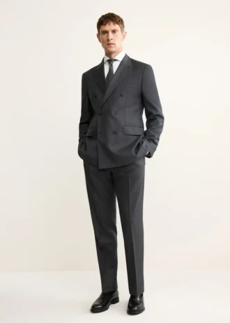 Pantalon de costume 100 % flanelle de laine vierge italienne