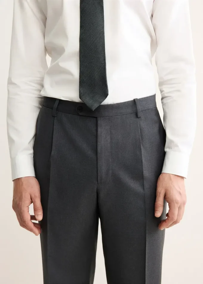 Pantalon de costume 100 % flanelle de laine vierge italienne Pantalon de costume 100 % flanelle de laine vierge italienne