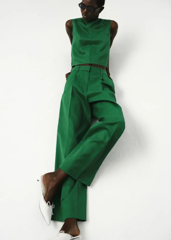 Pantalon de costume droit en lin mélangé Pantalon de costume droit en lin mélangé