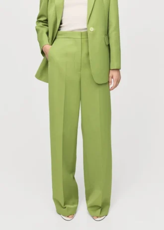 Pantalon de costume droit en lin mélangé