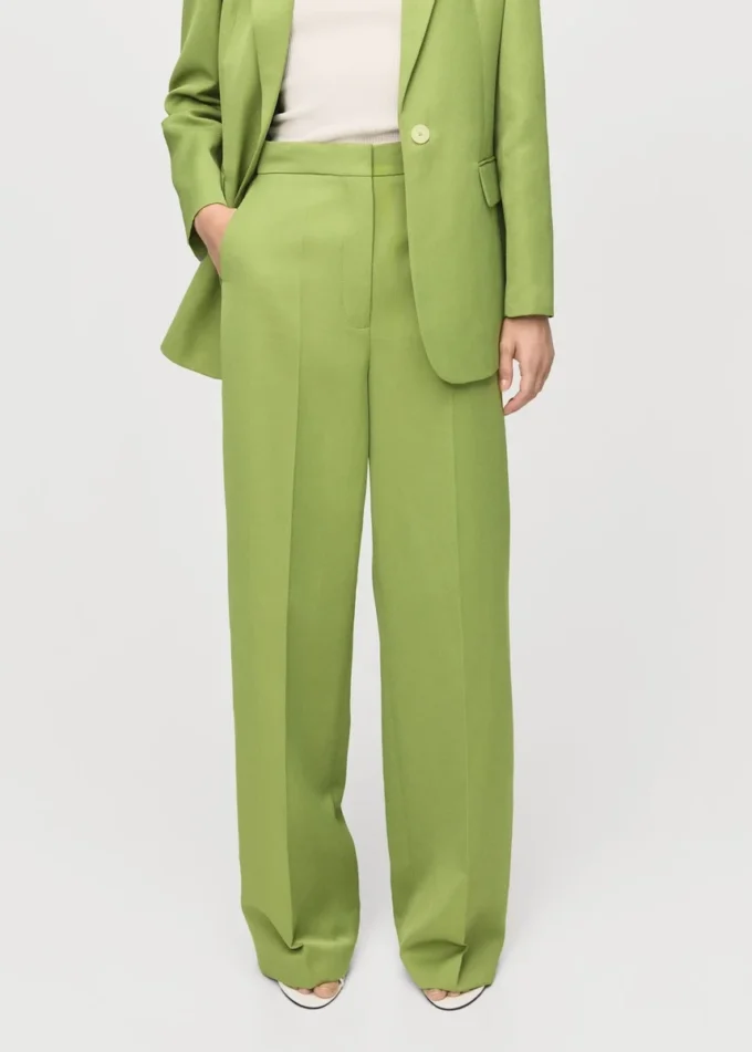 Pantalon de costume droit en lin mélangé Pantalon de costume droit en lin mélangé