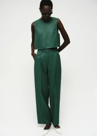 Pantalon de costume droit en lin mélangé