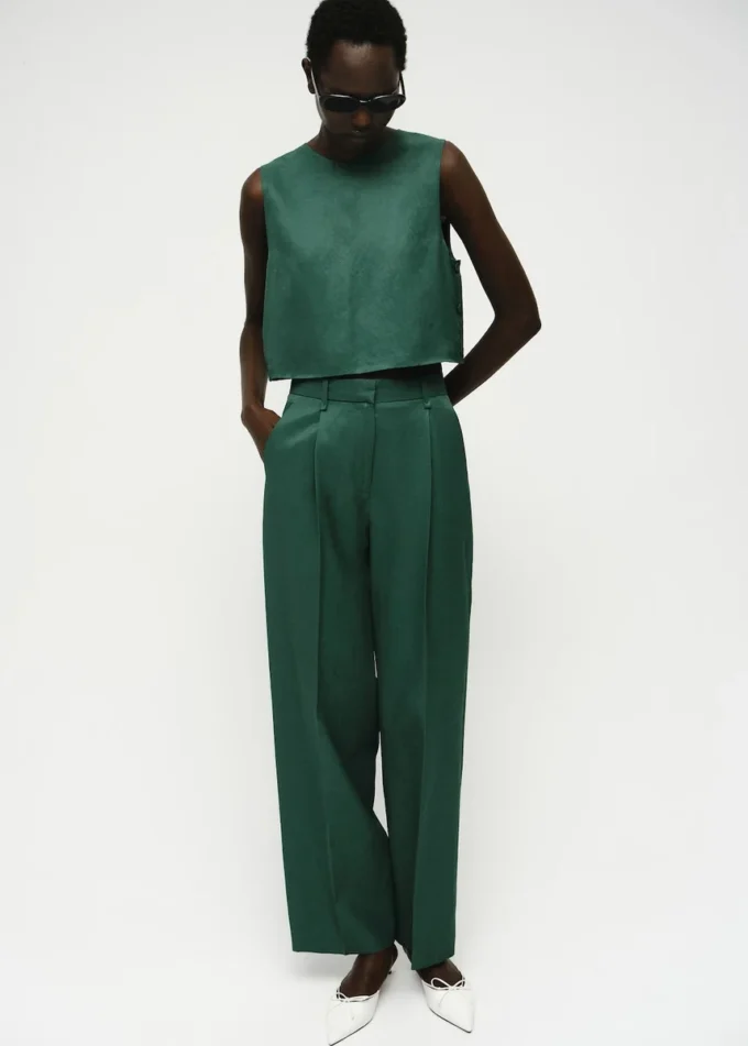 Pantalon de costume droit en lin mélangé Pantalon de costume droit en lin mélangé