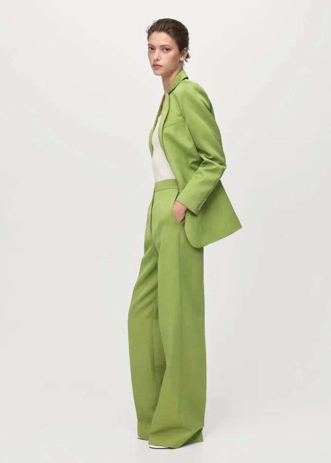 Pantalon de costume droit en lin mélangé Pantalon de costume droit en lin mélangé