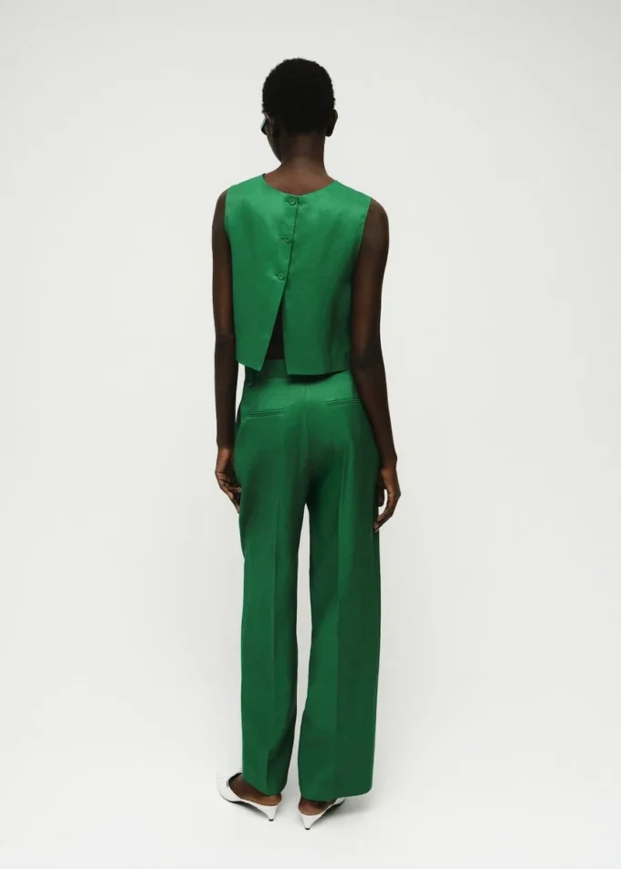 Pantalon de costume droit en lin mélangé Pantalon de costume droit en lin mélangé