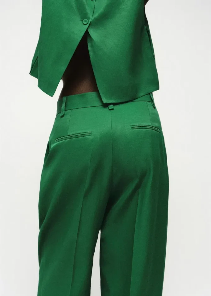 Pantalon de costume droit en lin mélangé Pantalon de costume droit en lin mélangé
