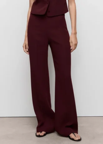 Pantalon de costume droit à taille moyenne