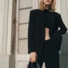 Pantalon de costume droit à taille moyenne Pantalon de costume droit à taille moyenne