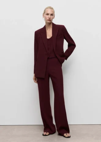 Pantalon de costume droit à taille moyenne