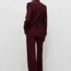 Pantalon de costume droit à taille moyenne Pantalon de costume droit à taille moyenne