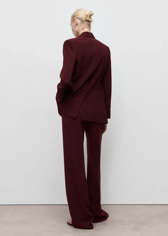 Pantalon de costume droit à taille moyenne Pantalon de costume droit à taille moyenne