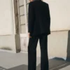 Pantalon de costume droit à taille moyenne Pantalon de costume droit à taille moyenne