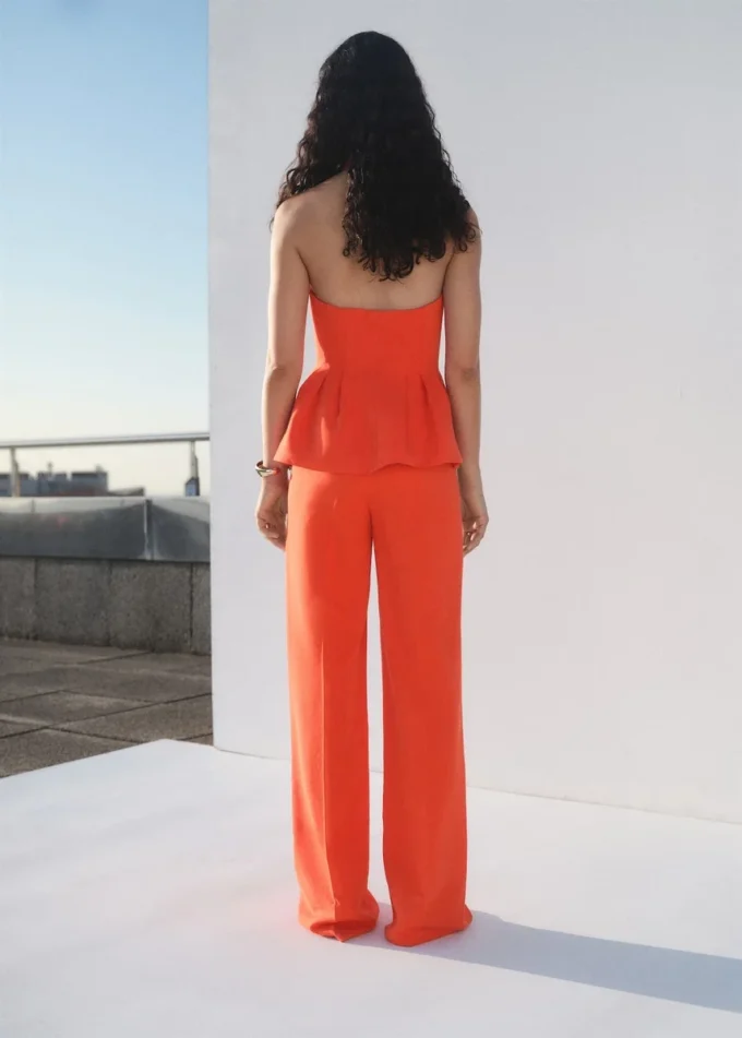 Pantalon de costume droit à taille moyenne Pantalon de costume droit à taille moyenne