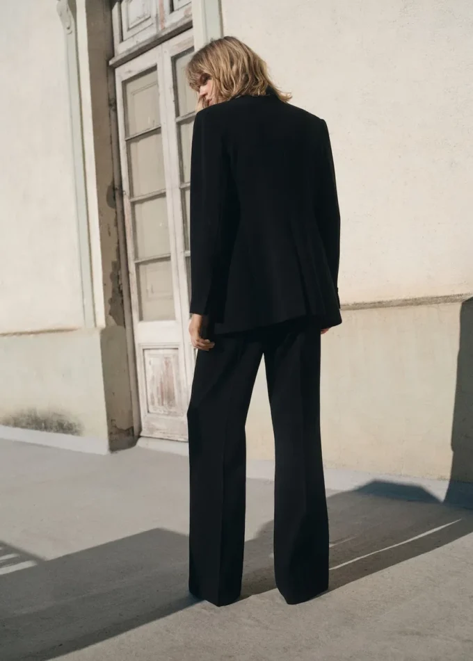 Pantalon de costume droit à taille moyenne Pantalon de costume droit à taille moyenne