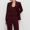 Pantalon de costume droit à taille moyenne Pantalon de costume droit à taille moyenne