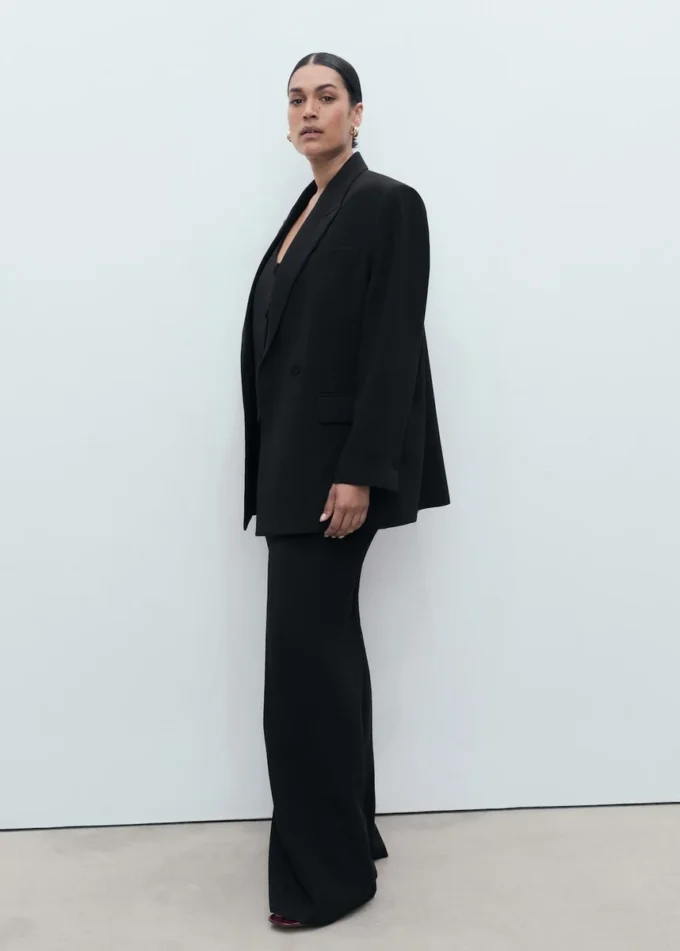 Pantalon de costume droit à taille moyenne Pantalon de costume droit à taille moyenne