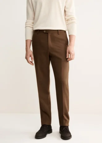 Pantalon de costume en flanelle de laine italienne Pantalon de costume en flanelle de laine italienne