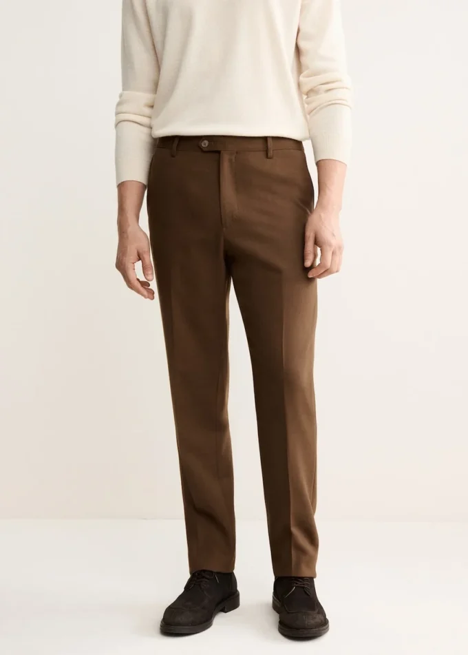 Pantalon de costume en flanelle de laine italienne Pantalon de costume en flanelle de laine italienne