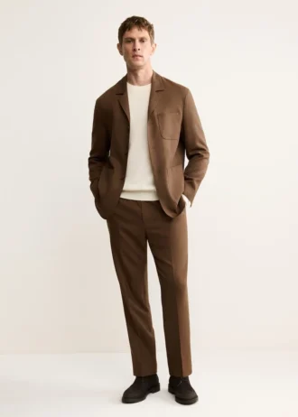 Pantalon de costume en flanelle de laine italienne Pantalon de costume en flanelle de laine italienne