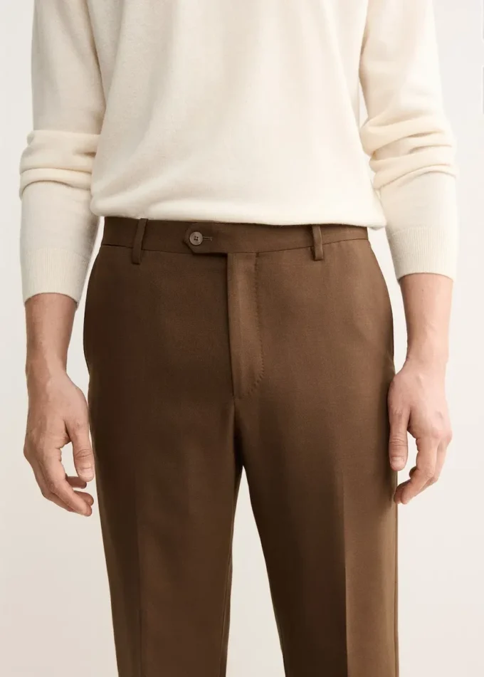 Pantalon de costume en flanelle de laine italienne Pantalon de costume en flanelle de laine italienne
