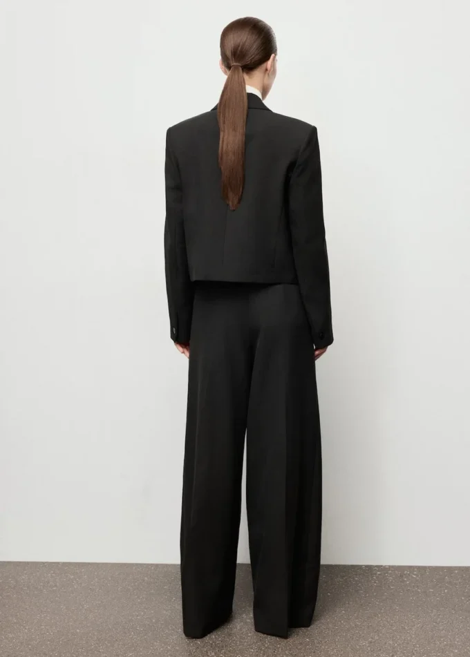 Pantalon de costume à jambes larges et plis